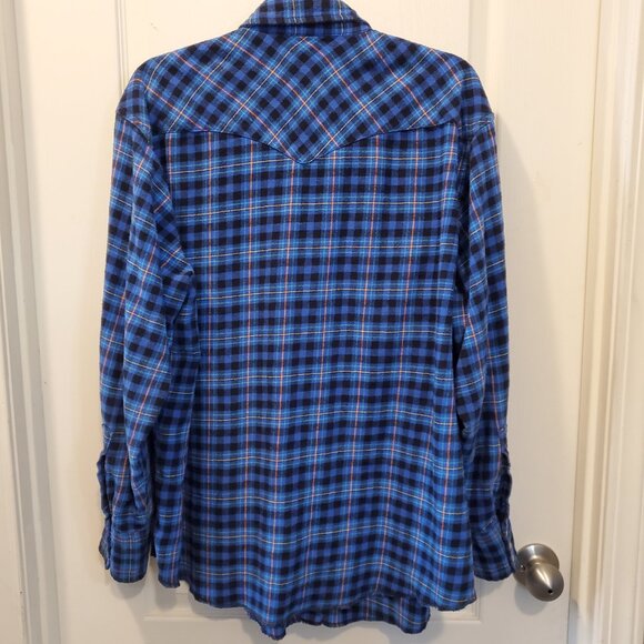 Vintage Wrangler Pearl Button Western Cowboy Flannel - XL/XXL - Picture 2 of 6